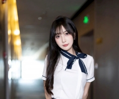 秀人网美女模特林星阑深色制服搭配魅惑黑丝性感写真